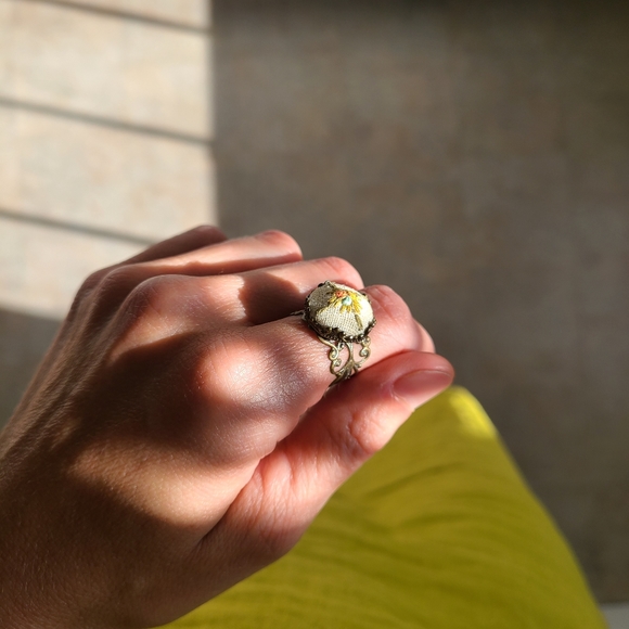 Hand Embroidered Adjustable Ring - Picture 2 of 7